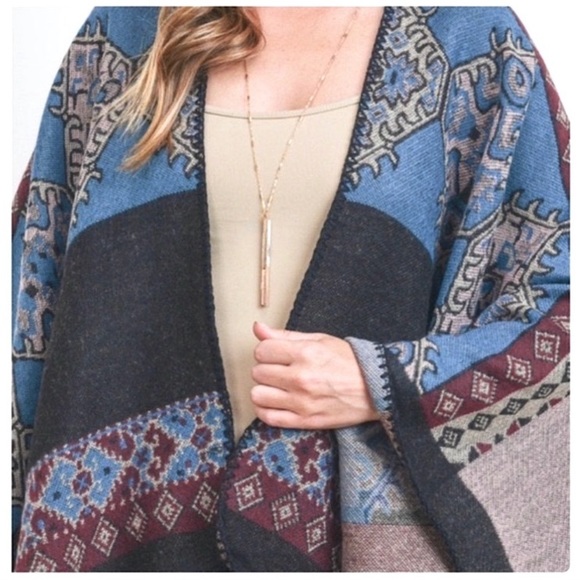 ✌🏼 #1330 Cozy Western Style Must Have Poncho - Picture 11 of 16